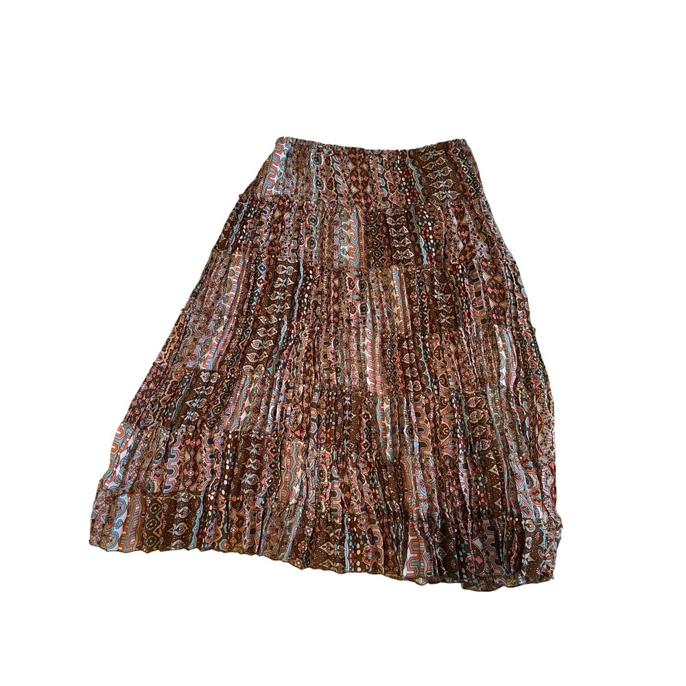 Vintage Allison‎ Taylor Women's Brown Multi Color Pattern Maxi Skirt Size L